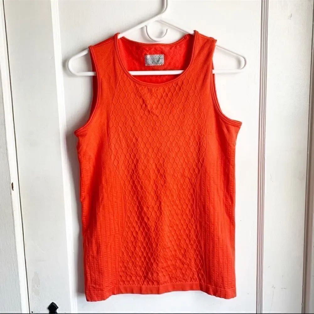 Athleta Orange Seamless Sequence Honeycomb Compression Tank S